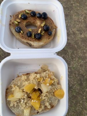 Loaded biscoff and sweet cottage cheese bagel  at Sophie's Delight - Pop Up in East London