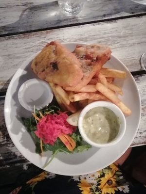 Tofish and chips at Ebb and Flow Darwin in Larrakeyah