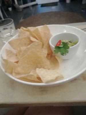 Guac and corn chips at Ebb and Flow Darwin in Larrakeyah