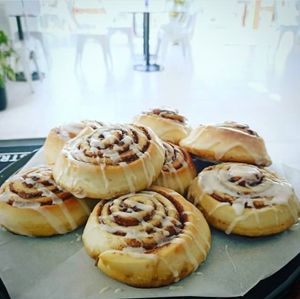 Sunday treats! Home made cinnamon scrolls by our wonderful vegan pastry chef Jenny 🥰.  at Ebb and Flow Darwin in Larrakeyah