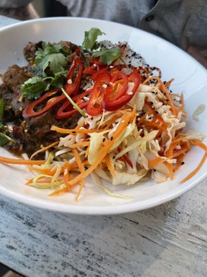 Tempeh slow cooked rendang  at Ebb and Flow Darwin in Larrakeyah
