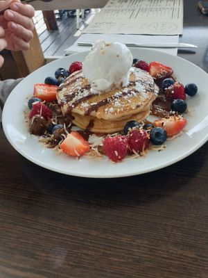 Triple stack pancakes at Ebb and Flow Darwin in Larrakeyah