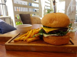 Mushroom Burger at Ebb and Flow Darwin in Larrakeyah