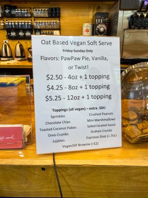 Soft Serve Menu at Community Grounds in Columbus