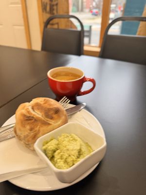 Calzone with Impossible and plantains  at Community Grounds in Columbus