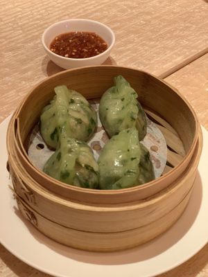Steamed buns with mushroom and spinach.  Ice and chewy.   at Wynn Hotel - Wazuzu in Las Vegas