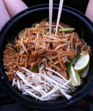 Vegan pad thai to go at Wynn Hotel - Wazuzu in Las Vegas