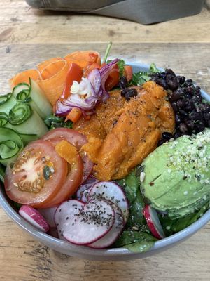 Sweet potato Buddha bowl at The Plant Bar Vegan Cafe in Barnstaple