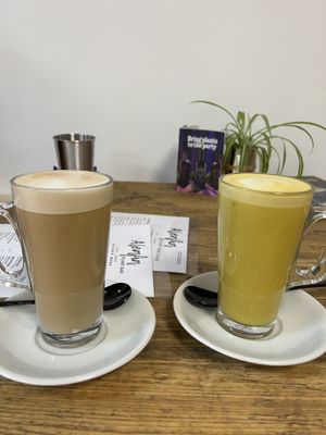 Turmeric latte  at The Plant Bar Vegan Cafe in Barnstaple