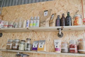 The Plant Bar shelf at The Plant Bar Vegan Cafe in Barnstaple