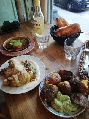 Potatoes, cauliflower and eggplant - all yummy! at Cafe Pilz in Berlin