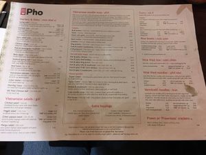 Their menu  at House of Pho in Lincoln