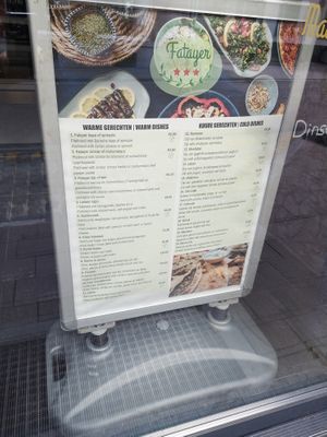 Menu at Fatayer in Leuven