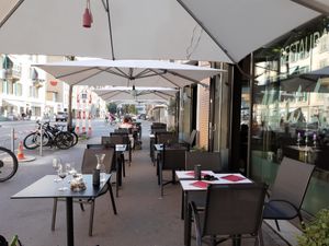 Outdoor seating at Mont Liban in Bern