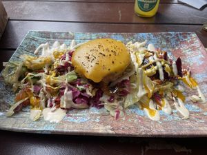 Salad and burger Patty  at Dominion Food Revolution in Frankfurt