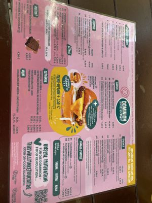 Menu  at Dominion Food Revolution in Frankfurt