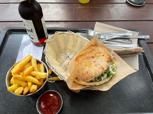 Shawarma in Pita and fries  at Dominion Food Revolution in Frankfurt