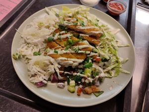 Salatschnitzel #Veganuary at Dominion Food Revolution in Frankfurt