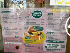 Menu as of Novemver 2023  at Dominion Food Revolution in Frankfurt