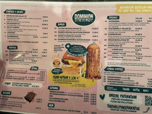 Menu  at Dominion Food Revolution in Frankfurt