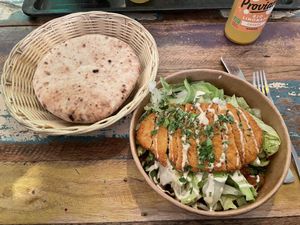 Salaschnitzel and Pita  at Dominion Food Revolution in Frankfurt