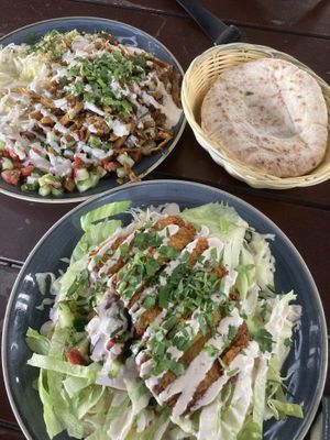 Schnitzel Salate und shawarma Teller    at Dominion Food Revolution in Frankfurt