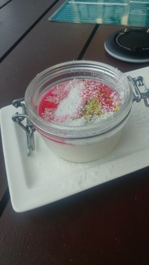 Rose water pudding desert at Dominion Food Revolution in Frankfurt