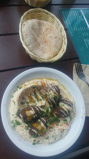 Falafel with hummus at Dominion Food Revolution in Frankfurt