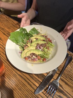 Quinoa and fresh avocado salad w/ lime mint vinaigrette   at Black Friar Inn in Bar Harbor
