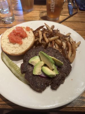 Vegan housemade burger   at Black Friar Inn in Bar Harbor