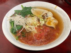 Dumplings in tomato soup (蕃茄湯餃) at Tiān Cí Bǎo Xuān 天慈寶軒 in Yuli