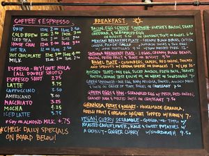 Great menu, including daily specials on another board. at Satsuma Cafe - Dauphine St in New Orleans