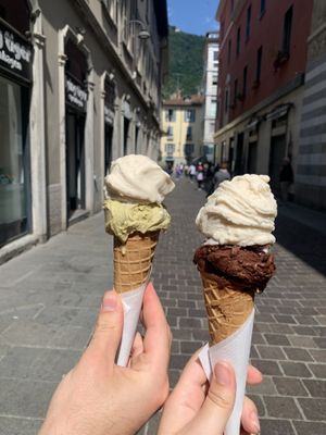 Almond & Pistachio, Almond & Dark Chocolate  at Gelab Gelateria in Como