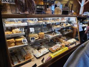 The bakery case... no vegan options at Calico Cupboard Cafe and Bakery in La Conner