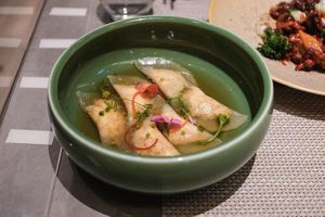 韓國白蘿荀泡菜餃子  at Soil to Soul 土生花 in Kowloon