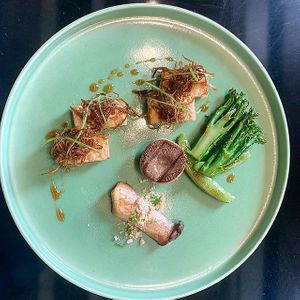 Pan Fried Burdock with Tofu at Soil to Soul 土生花 in Kowloon