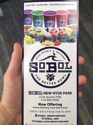 menu front at SoBol in New Hyde Park