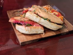 Media Noche sandwich (Beet based) at Madre Tierra in Caguas