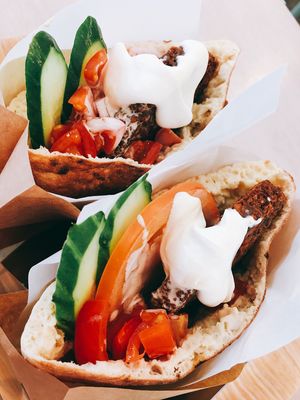 In-a-pita : falafel burger. Simple and delicious at Chick Peace 칙피스 - Seongsu in Seoul