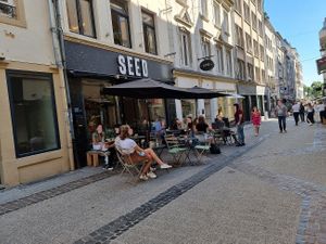 front + outdor seating at Seed in Luxembourg City