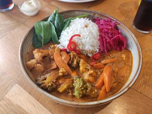 Spicy peanut curry at Seed in Luxembourg City