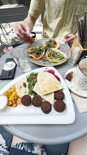 Falafel plate and jackfruit tacos  at Seed in Luxembourg City