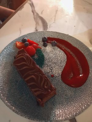 Vegan salted caramel cheesecake at Lucia in York