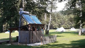 Solar powered showers. Also has nature friendly soap. at ECO River Camp in Globoko