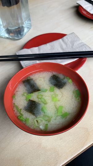 Miso soup  at Lucky Tortoise Dumpling Company in Dublin