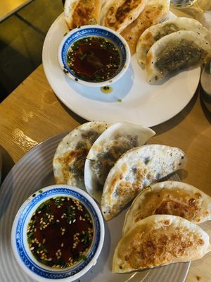 Only picture I have, these gyozas are delicious! The pumpkin ones were the highlight of the options.  at Lucky Tortoise Dumpling Company in Dublin