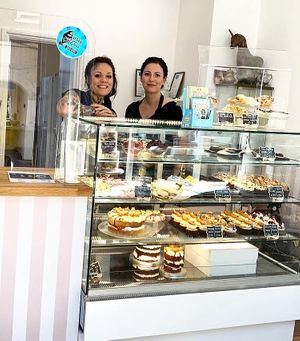All vegan cake display at Seaside Patisserie in Margate