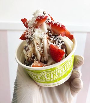 Vegan whippy icrecream with 12 different toppings, 4 different sauces and more... at Seaside Patisserie in Margate