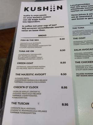 Sandwich menu at Kushiin in Nijmegen