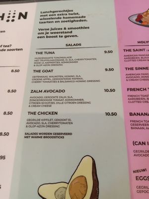 Salad menu at Kushiin in Nijmegen
